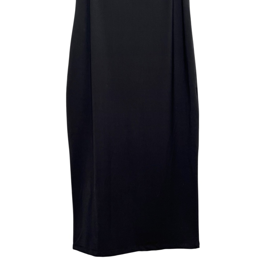 Hatch Black The Body Cap Sleeve Bodycon Bamboo Viscose Blend Midi Dress - Picture 10 of 12